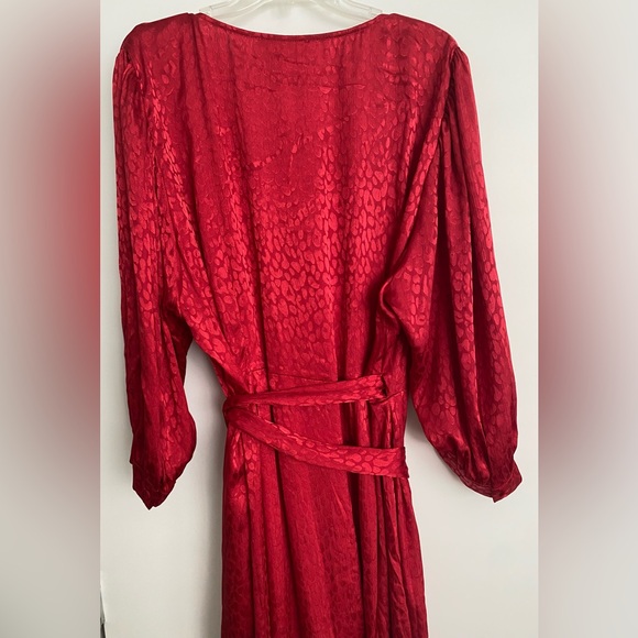 Michael Kors Red Cheetah Jacquard Midi Wrap Dress with 3/4 Sleeves NWT size 3X - Picture 13 of 13
